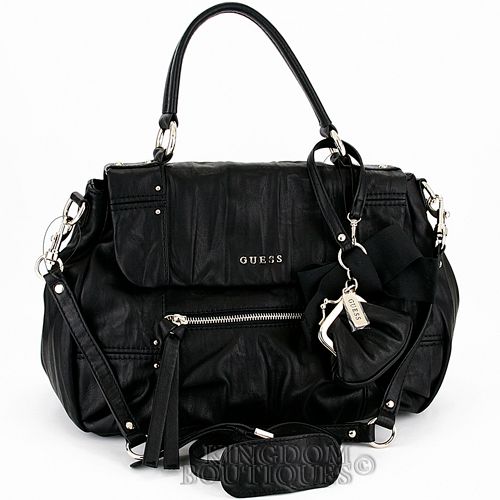 New GuEsS Handbag Ladies Luminous Top Handle Crossbody Bag Black Logo