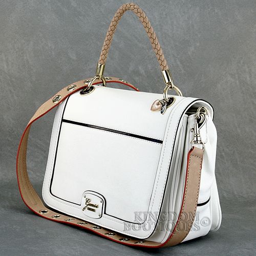 New GuEsS Handbag Ladies Briza Top Handle Crossbody Flap Bag White Logo NwT Sac | eBay