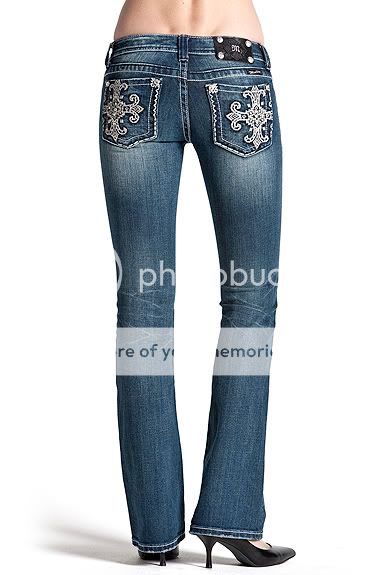 2011 AUTH MISS ME Jeans ART DECO CROSS BOOTCUT JW5374B Size 27  
