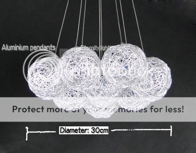 Light Aluminium Wire Ball Pendants Bundle Round Based Hanging