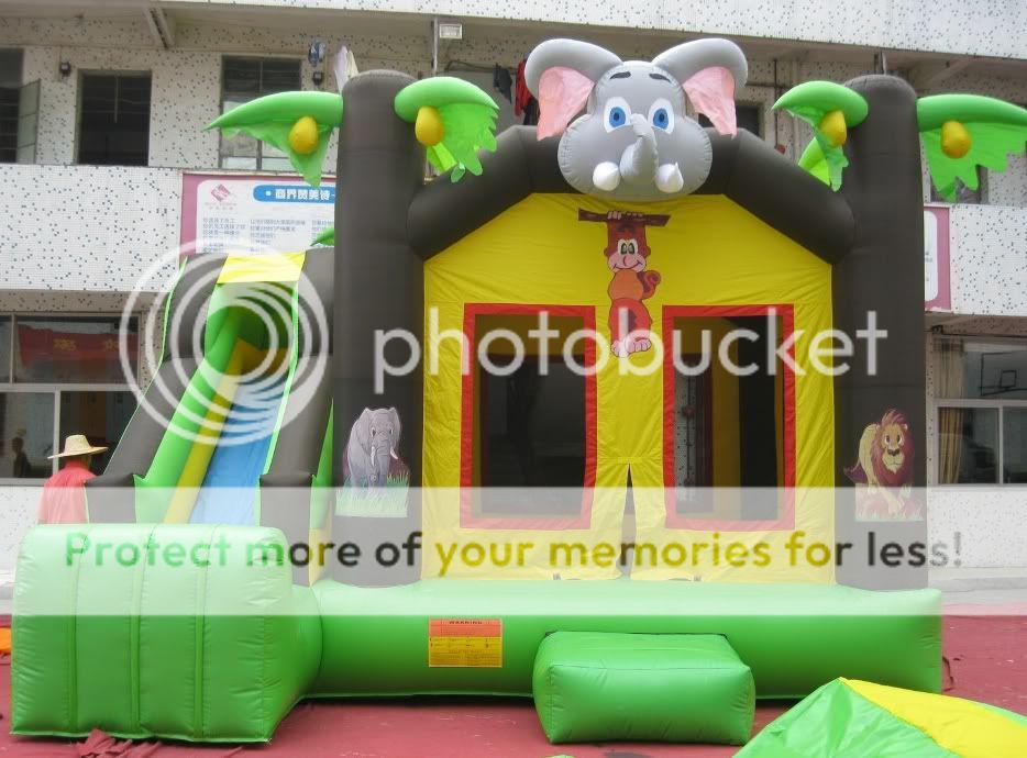 Commercial Inflatable Jungle Theme Bounce House with Jumbo Slide