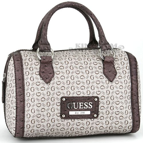 New GuEsS Handbag Ladies Proposal Satchel Box Bag Brown Signature Logo ...