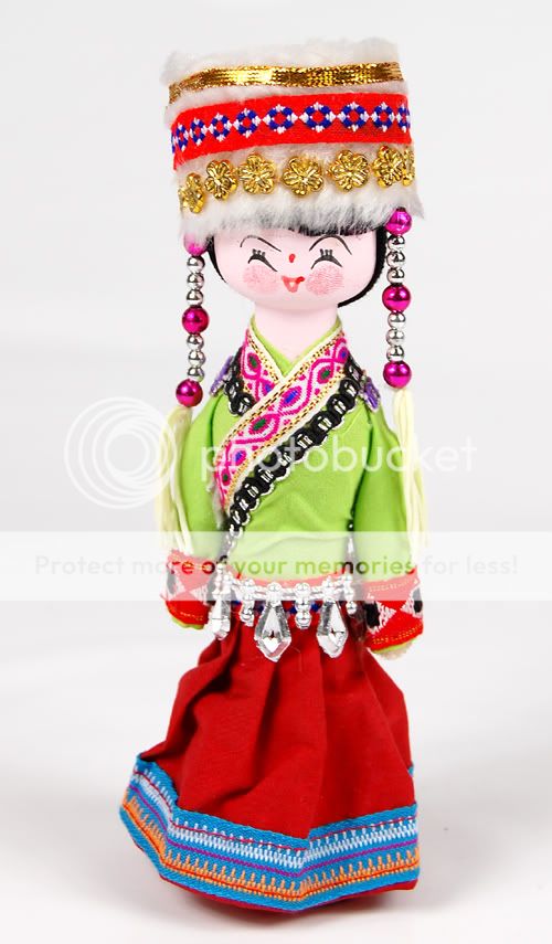 Wooden Chinese Doll in Traditional Dress Beautiful Handmade New CD