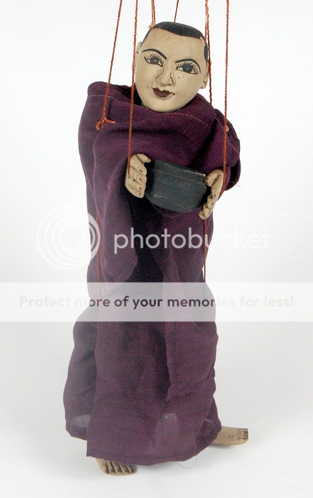 Thai Monk Marionette Puppet Thailand Burma Hand Made Wooden 