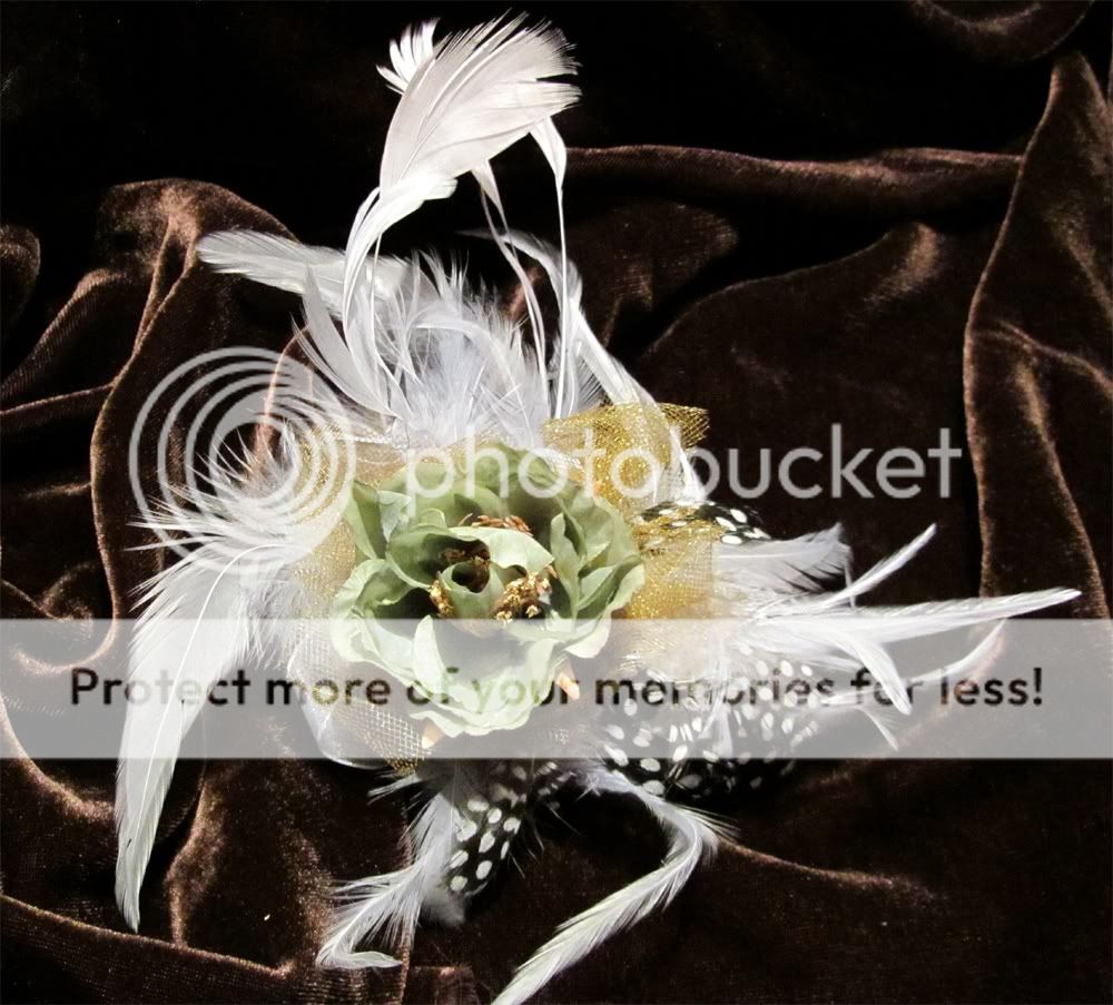 HANDMADE UNIQUE BRIDAL FEATHER FLOWER HAIR CLIP,PIN  